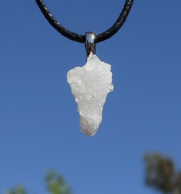 Druzy Snow Quartz Free Form Stone Crystal Pendant Necklace Small