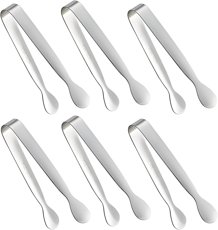 6PCS Mini Small Tiny Tongs, Stainless Steel Small Tongs for Serving Food, Durabl