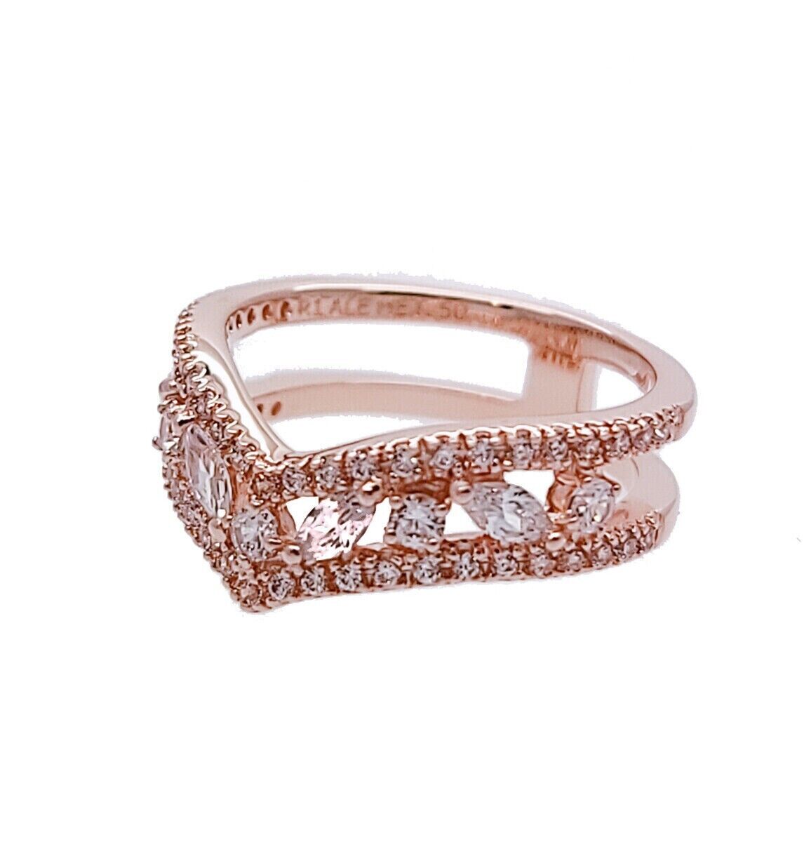 Pandora Rose Gold With CZ Marquise Double Wishbone Ring Pandora Rose Gold With CZ Marquise Double Wishbone Ring