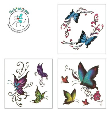 Faketattoos exotische Schmetterlinge Blumen Schmetterling Einmal Tatto temporär
