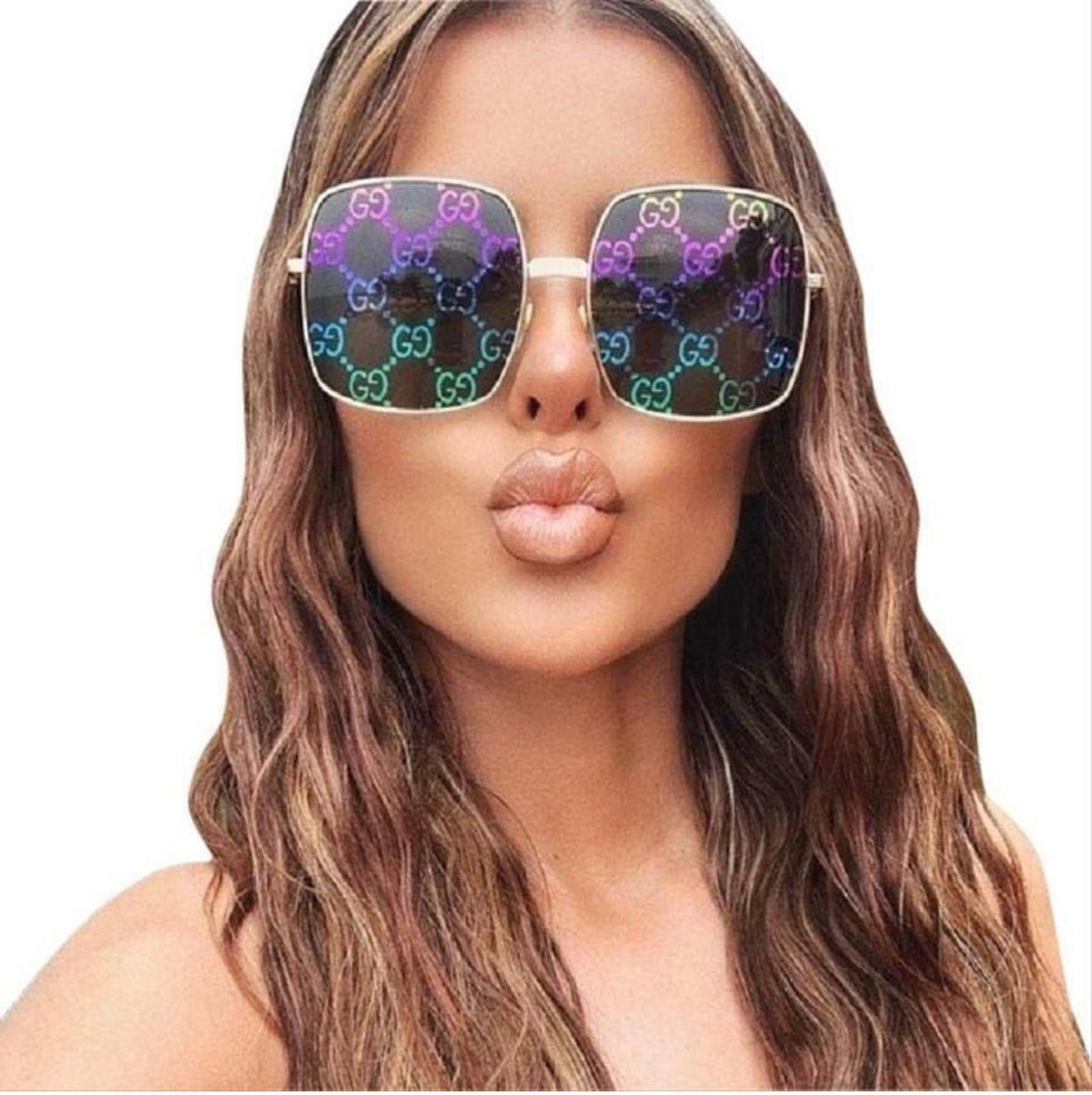 Gucci GG0414S 003 Womens Square Sunglasses in Gold with Gray