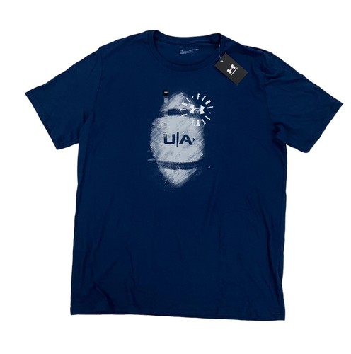 

НОВАЯ свободная рубашка Under Armour UA Brush Stroke Football с коротким рукавом, синяя мужская, Синий, Under Armour UA Brush Stroke