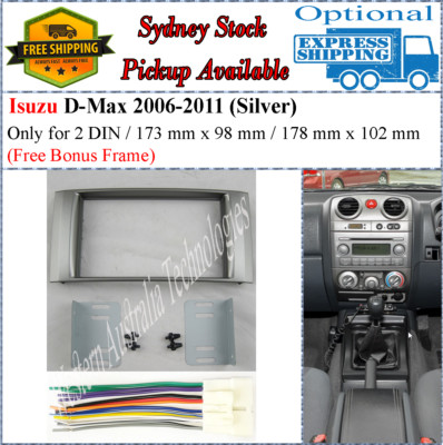 Harness Fascia facia Fits Isuzu D-Max DMAX 2006-2011 Two 2 DIN Dash Silver*