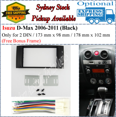 Harness + Fascia facia Fits Isuzu D-Max DMAX 2006-2011 Two 2 DIN Dash Kit Black