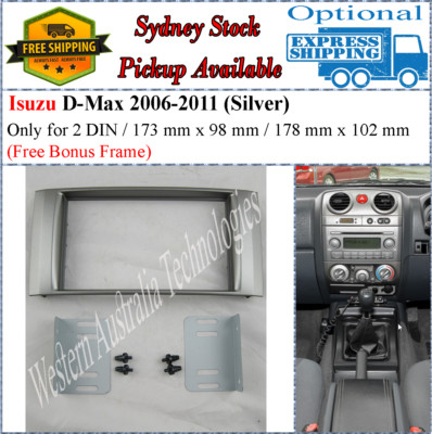 Fascia facia Fits Isuzu D-Max DMAX 2006-2011 Double Two 2 DIN Dash Kit Silver*