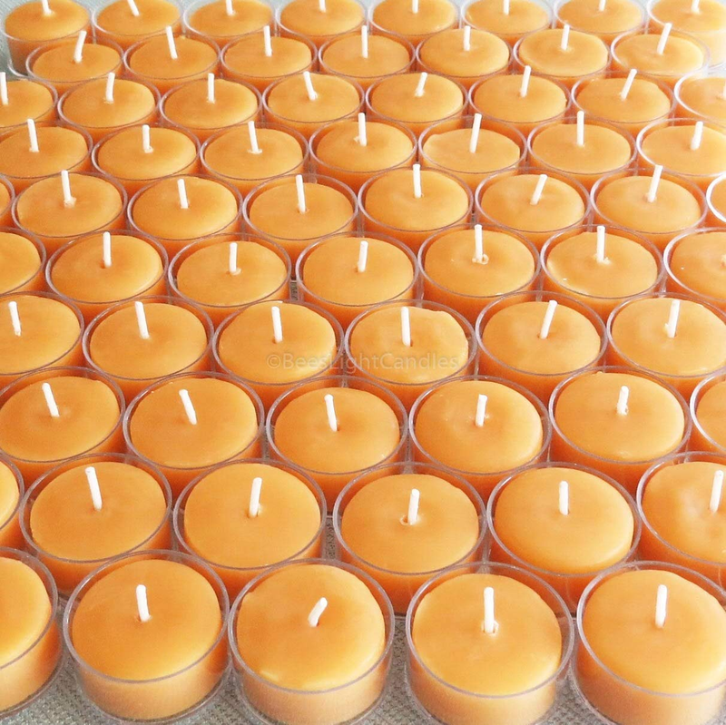 50 Tealight Beeswax Candles BULK 100% Natural Handcrafted in Usa/Clear Cup Tea L