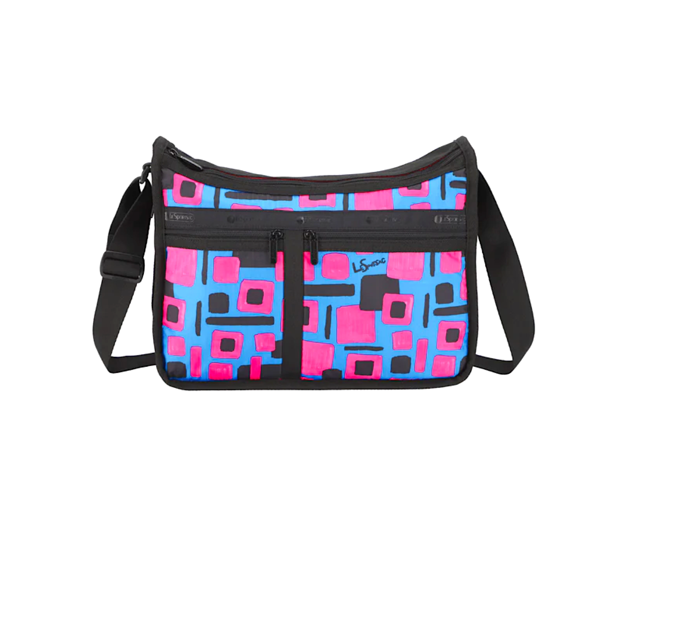 ■LeSportsac■ Provincial EW Double Pocket Crossbody Bag 120 Solid Black East/West Double Pocket Bag | LeSportsac