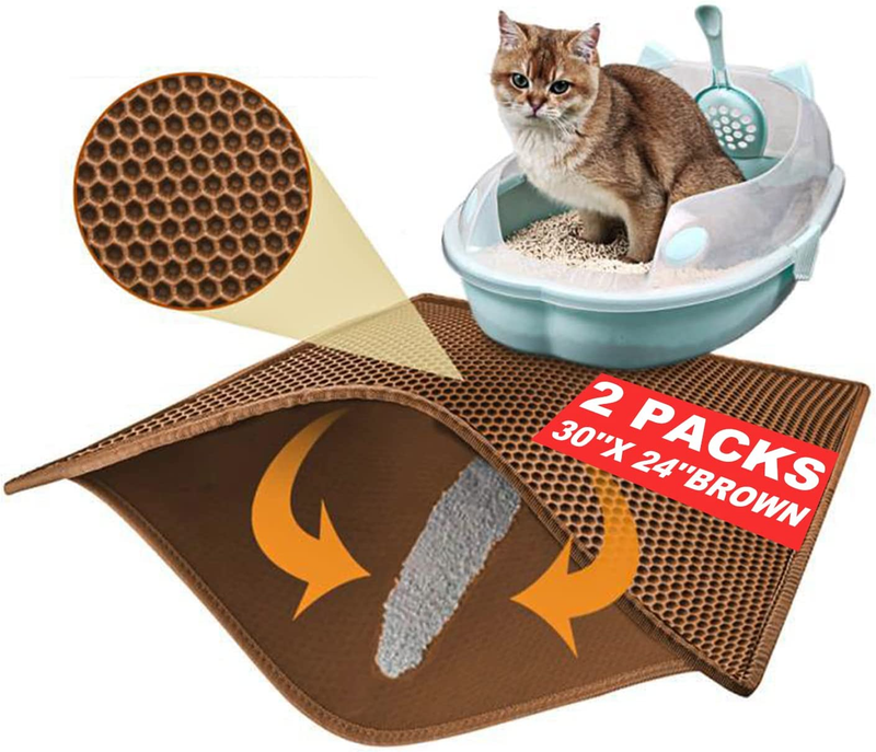Pieviev Cat Litter Mat Double Layer Waterproof Urine Proof Trapping Mat 1 Pack (