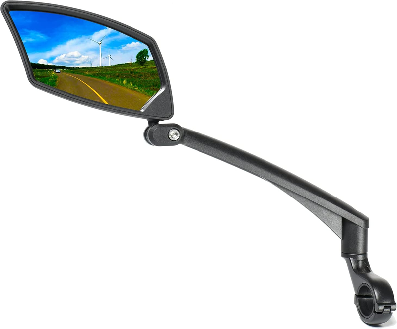 Handlebar Bike Mirror, Scratch Resistant Glass Lens Ajustable and Rotatable Safe