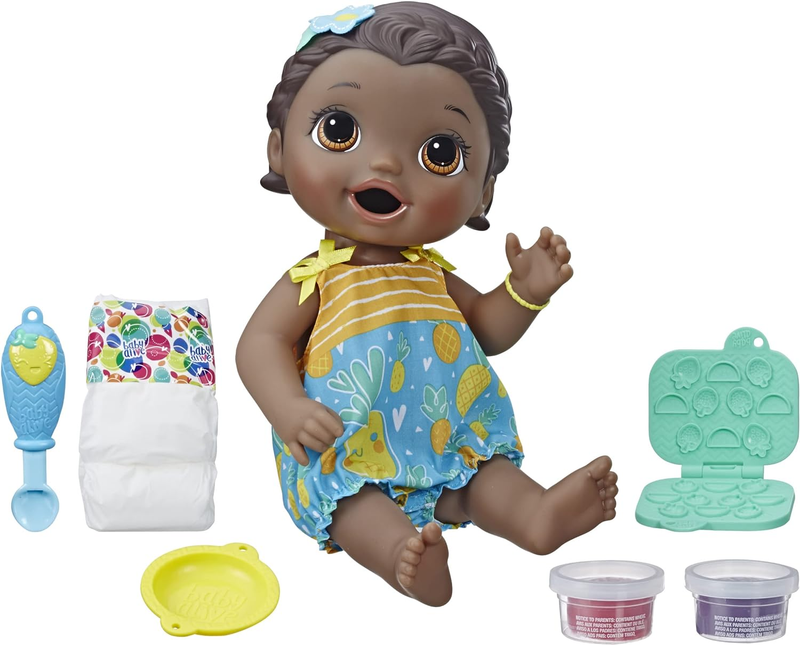 Super Snacks Lily Doll That Eats, with Reusable Food, Spoon 