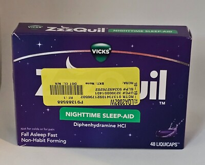 ZzzQuil Nighttime Sleep-Aid Liquicaps - 48 Count Exp 07/2024