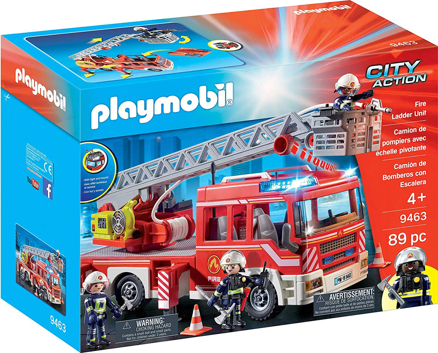 Playmobil City Action 9463 - Spielzeug-Feuerwehr-Leiterfahrzeug Feuerwehrauto
