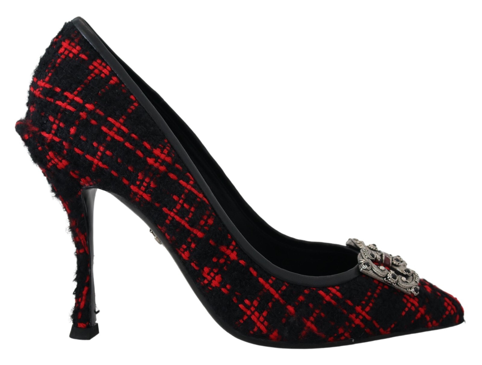 DOLCE & GABBANA Shoes Pumps Red Black Tweed DG Amore Heels