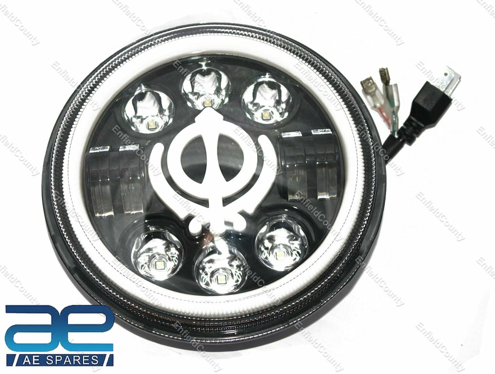 The Khanda Sahib 7" LED Headlight for Royal Enfield Classic Electra Standard 