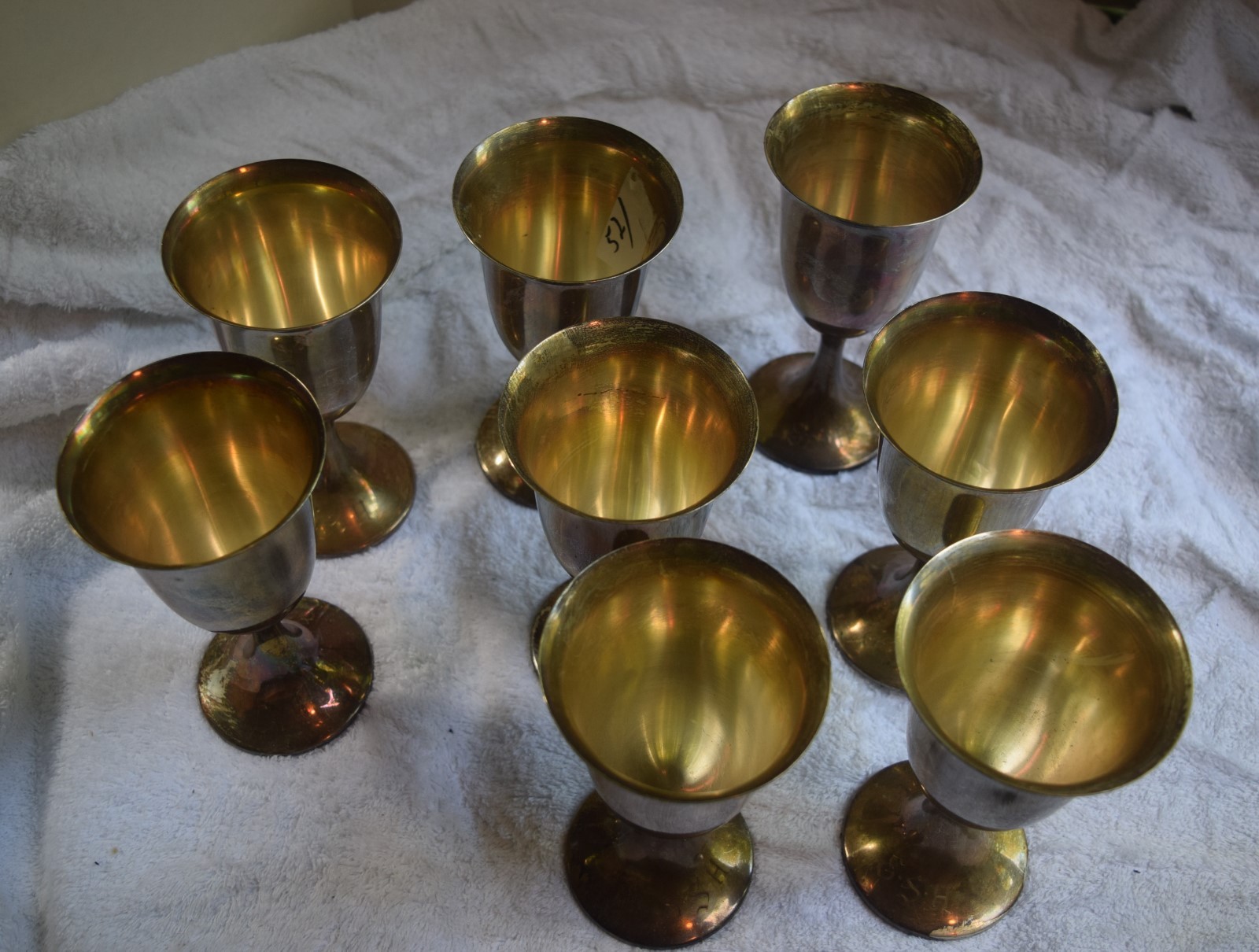 Eight Preisner Sterling Silver Water Goblets Matched Set Monogrammed 30 ozt JG1