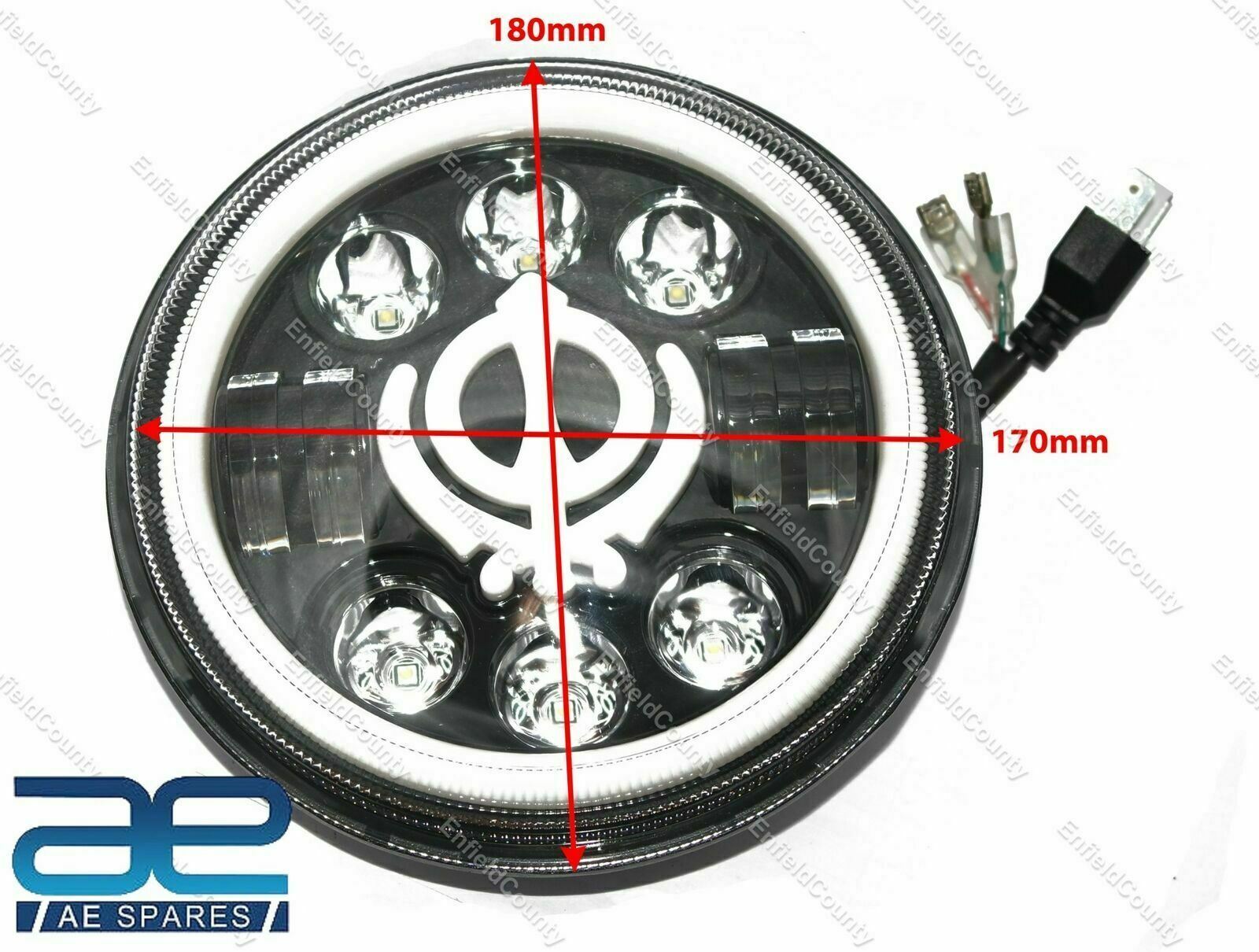 The Khanda Sahib 7" LED Headlight for Royal Enfield Classic Electra Standard 