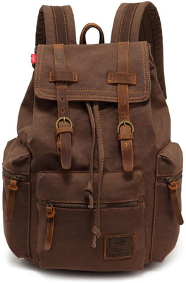 High Capacity Canvas Vintage Backpack - for School College Hiking Travel 12-17'' 
