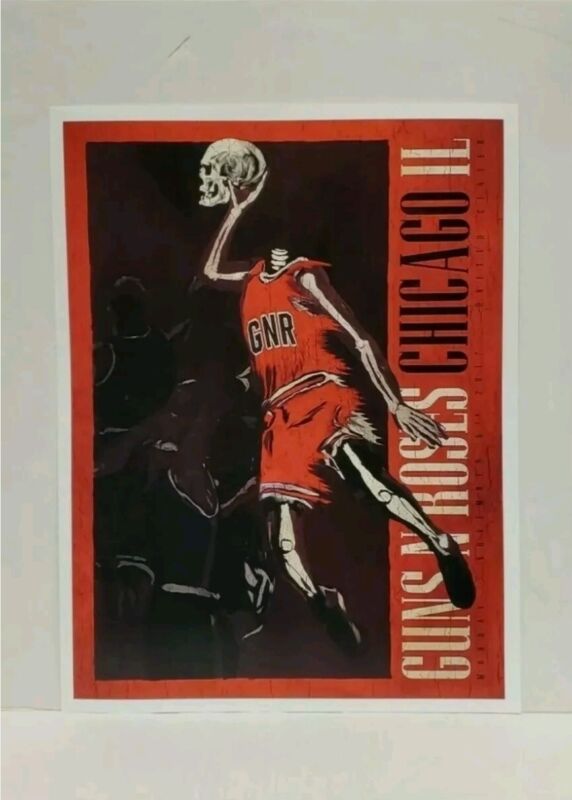 Guns N Roses Lithograph 13 x 17 Chicago Michael Jordan Reprint 2017 and Poster
