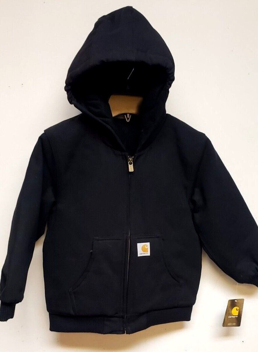 Carhartt CP8417-BLK Boy's Flannel Quilt Lined Hooded Active Carhartt CP8417-BLK Boy's Flannel Quilt Lined Hooded Active