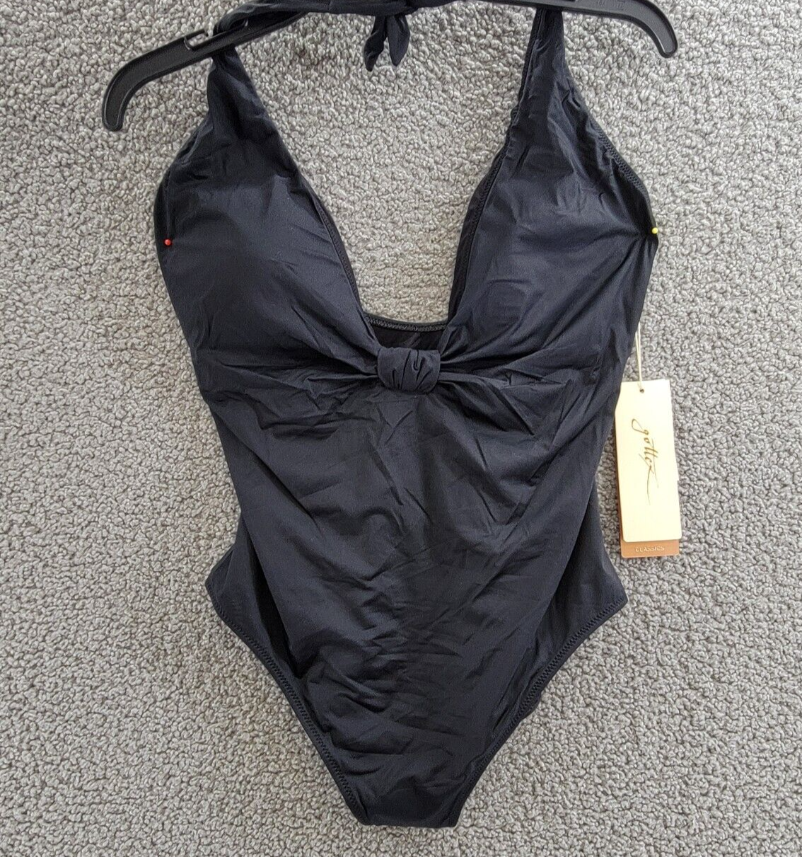 Gottex Swimwear Liv Halter Deep Plunge-Neck One-Piece Swimsuit Women's 14 Black - Picture 2 of 15