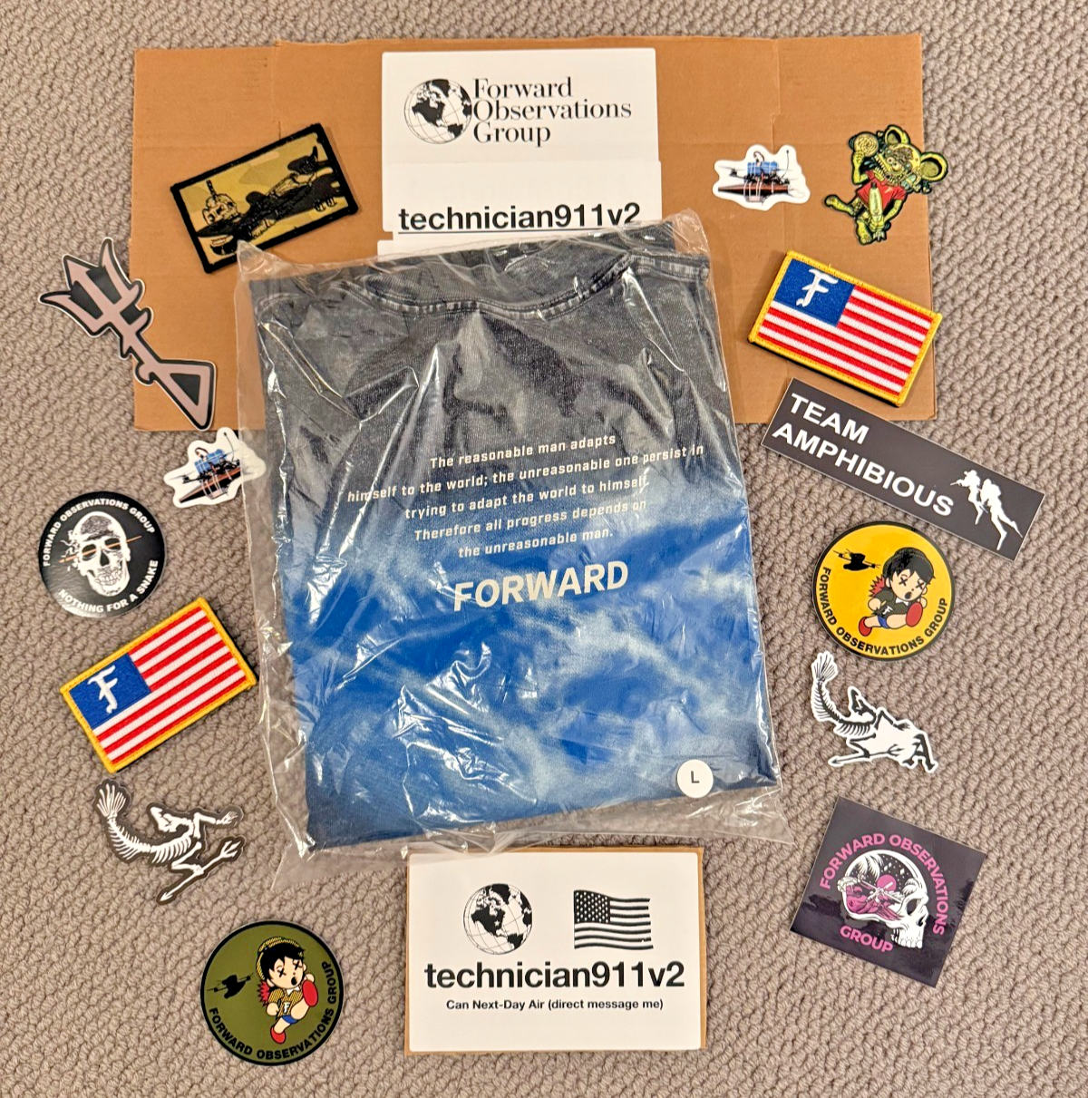 Forward Observations Group Earth Shirt Large NEW 2025 Heavy Weight