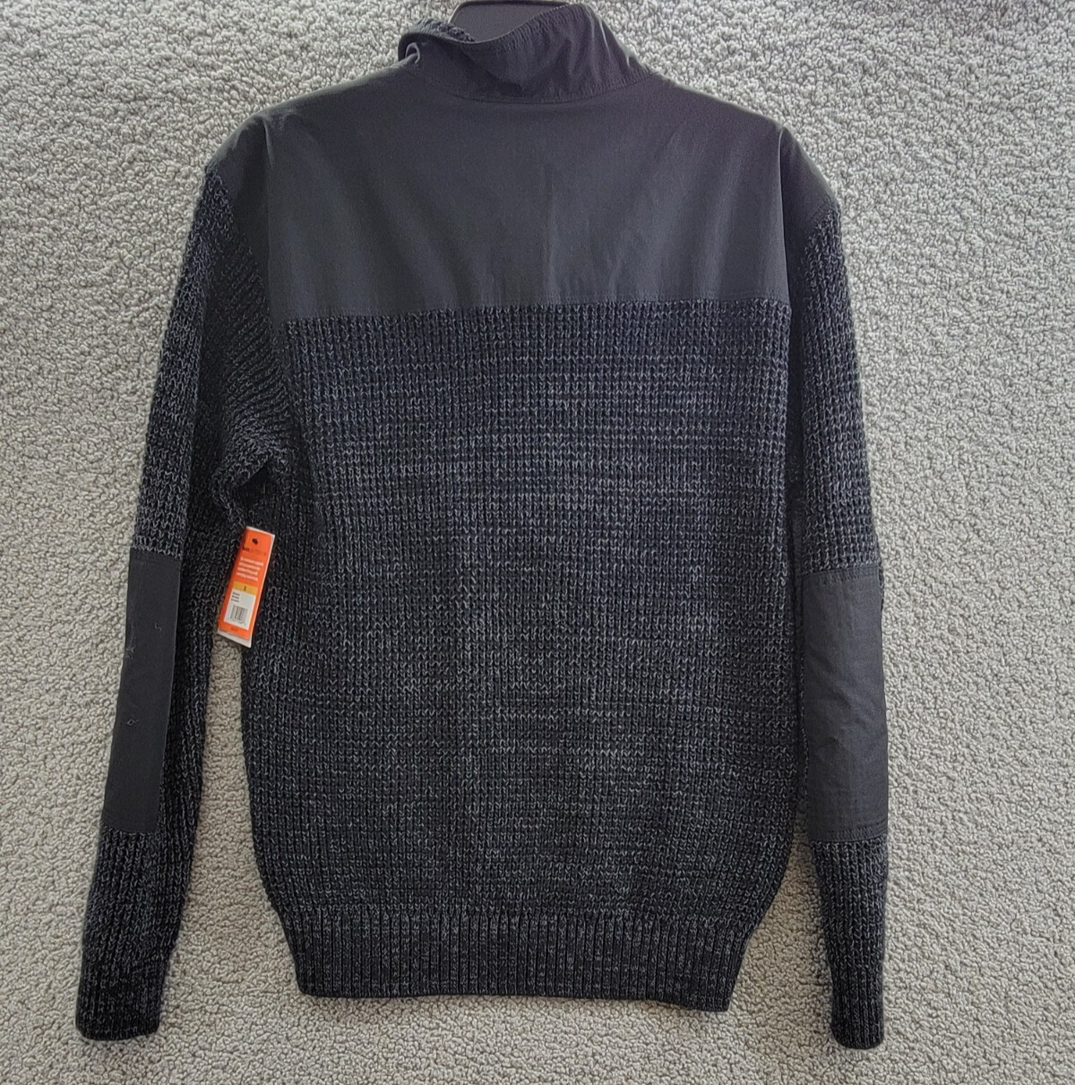 Bass Outdoor Quarter-Zip Long Sleeve Pullover Patch Sweater Men's S Black Beauty - Picture 11 of 17