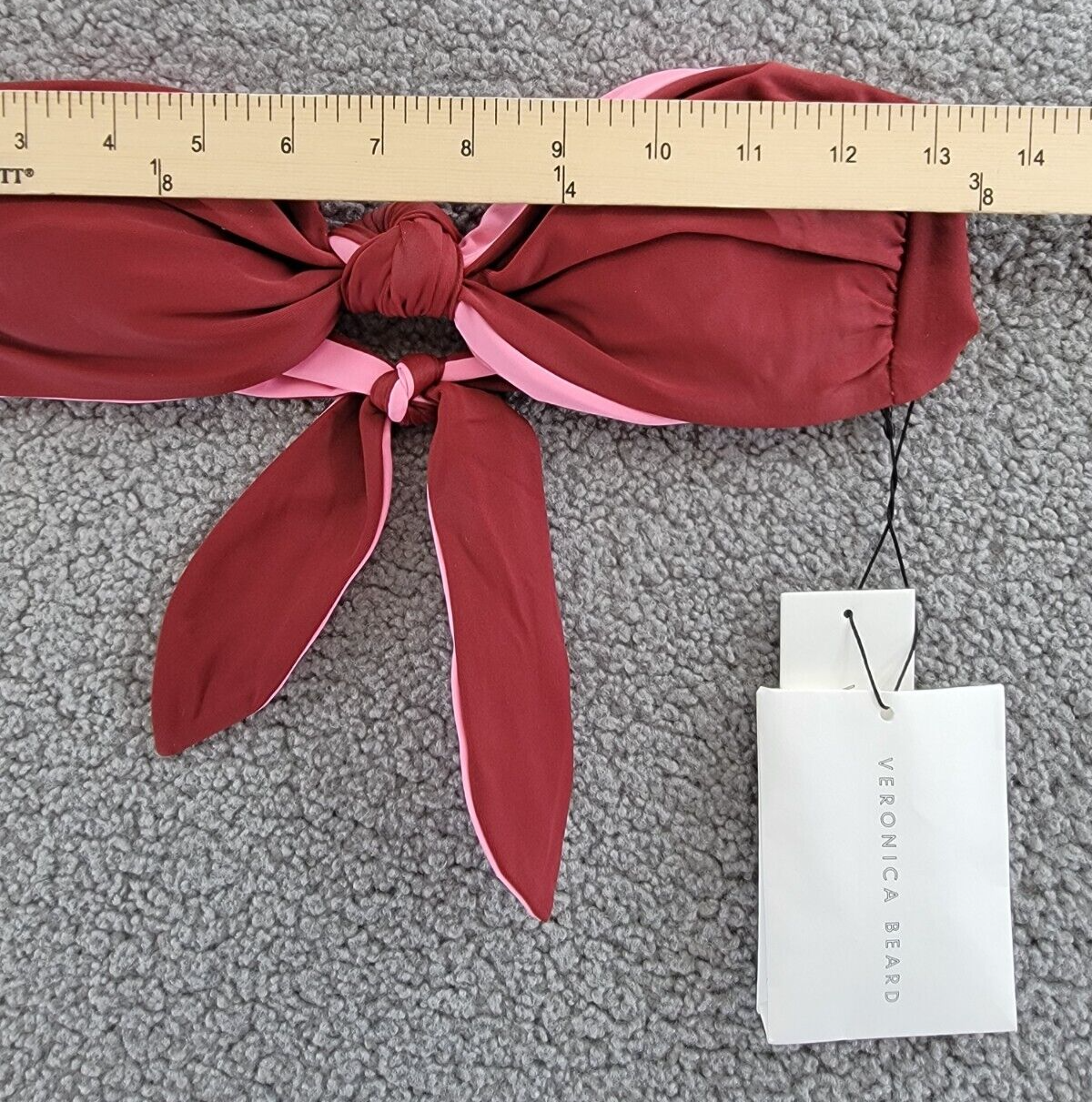 Veronica Beard Gilly Bikini Top Women's S Deep Brick Front Knot Tie Closure~ - Picture 5 of 14