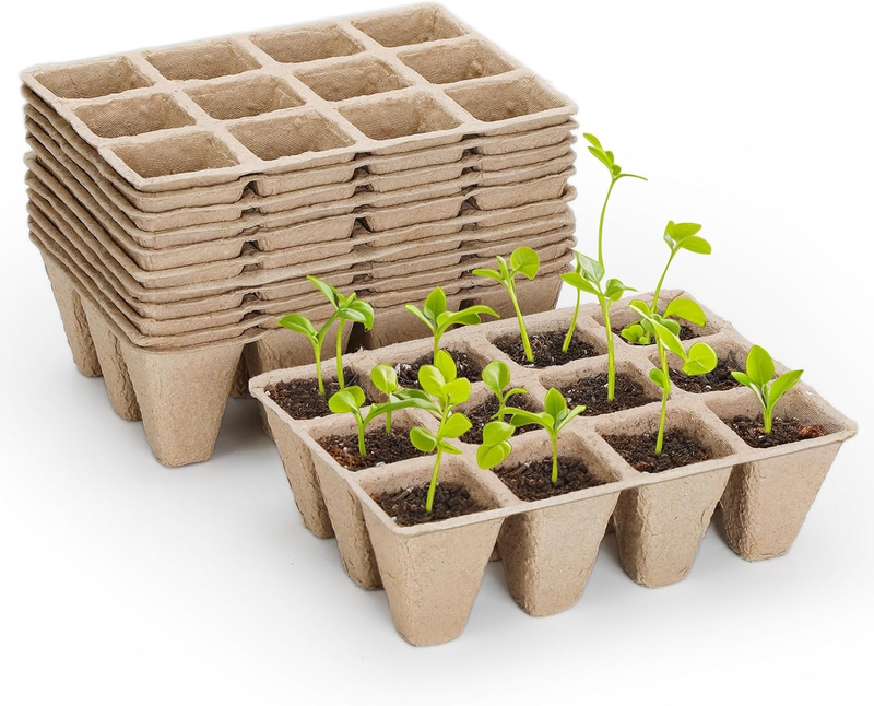 10-Pack 120-Cell Biodegradable Seed Starter Trays w/ Peat Pots
