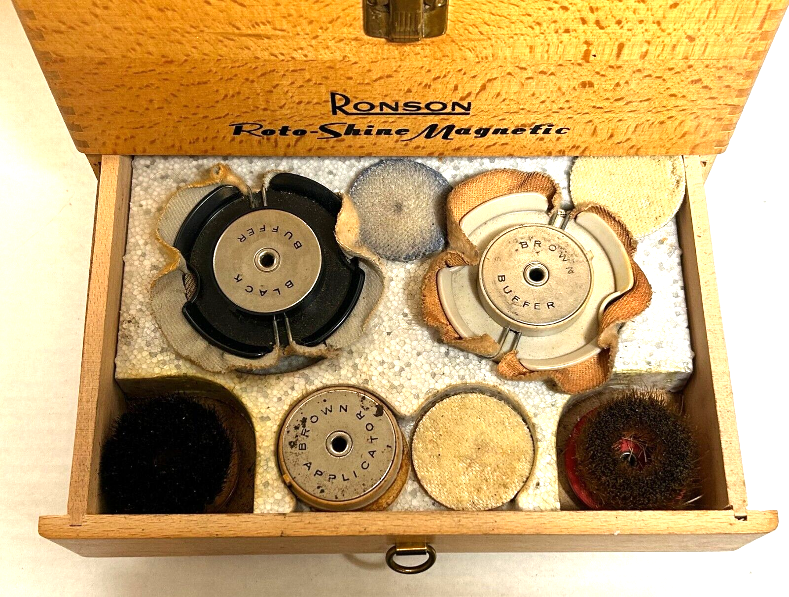 Vintage Ronson Roto-Shine Magnetic Electric Shoe Polisher Box & Polishers Tested