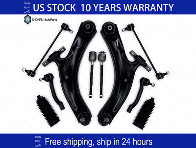 For 08-13 Nissan Rogue Front Lower Control Arms Ball Joints Tierods Sway Bar Kit