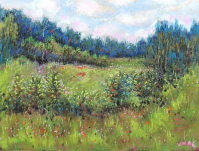 Plein Air Painting Landscape signed Original collectible Treemallowart 15x12