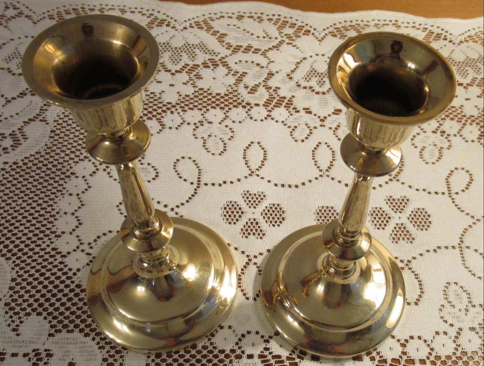 Pair Vintage Mid-Century CAWA Denmark Solid Brass Candlesticks - Near Perfect