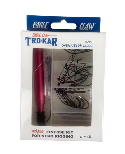 НОВЫЙ комплект Eagle Claw TroKar, 46 предметов, комплект Finesse для рыболовных крючков Neko Rigging