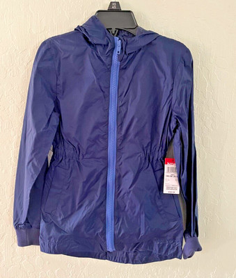 New Basic Editions Girls Hooded Zipper Windbreaker Jacket size x sm 4-5