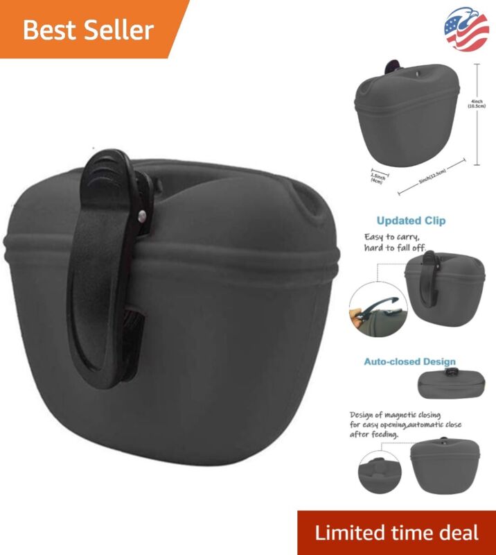 Small Silicone Dog Treat Pouch - Magnetic Closure - Waist Clip - Design Patent