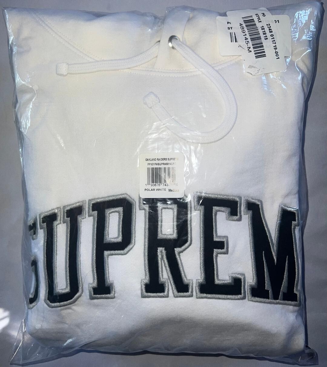 Pre-owned Supreme Nfl Raiders Hooded Sweatshirt - Medium - White - Authentic