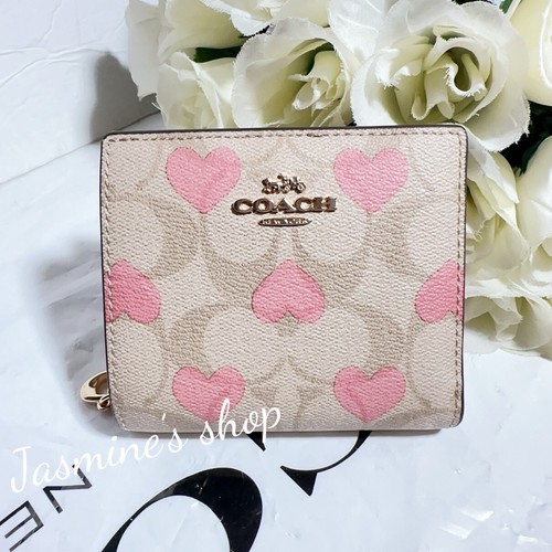 Coach CAR14 Snap Wallet 花柄 COACH Snap Wallet In Signature Canvas With Floral Print Sand