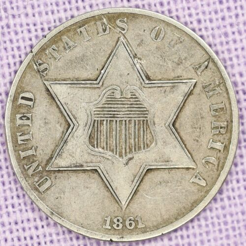 1861 Three Cent Silver 3c Silver - Civil War Year - Popular Type Coin
