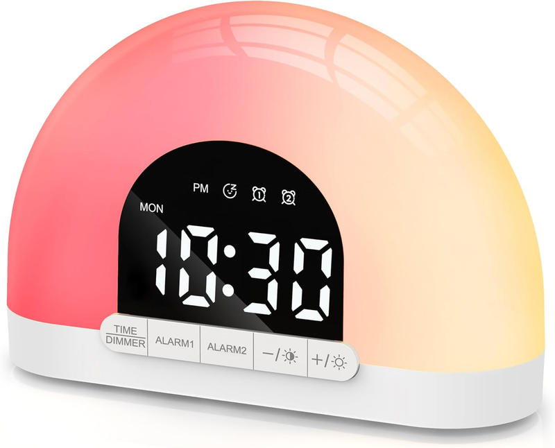 Sunrise Alarm Clock Wake Up Light for Kids, Adults, Heavy Sleepers with Dual Alarms, Snooze, Sleep