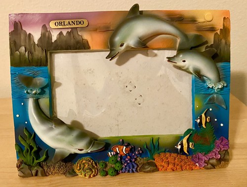Vintage Orlando 3D Embossed Photo Picture Frame Dolphin