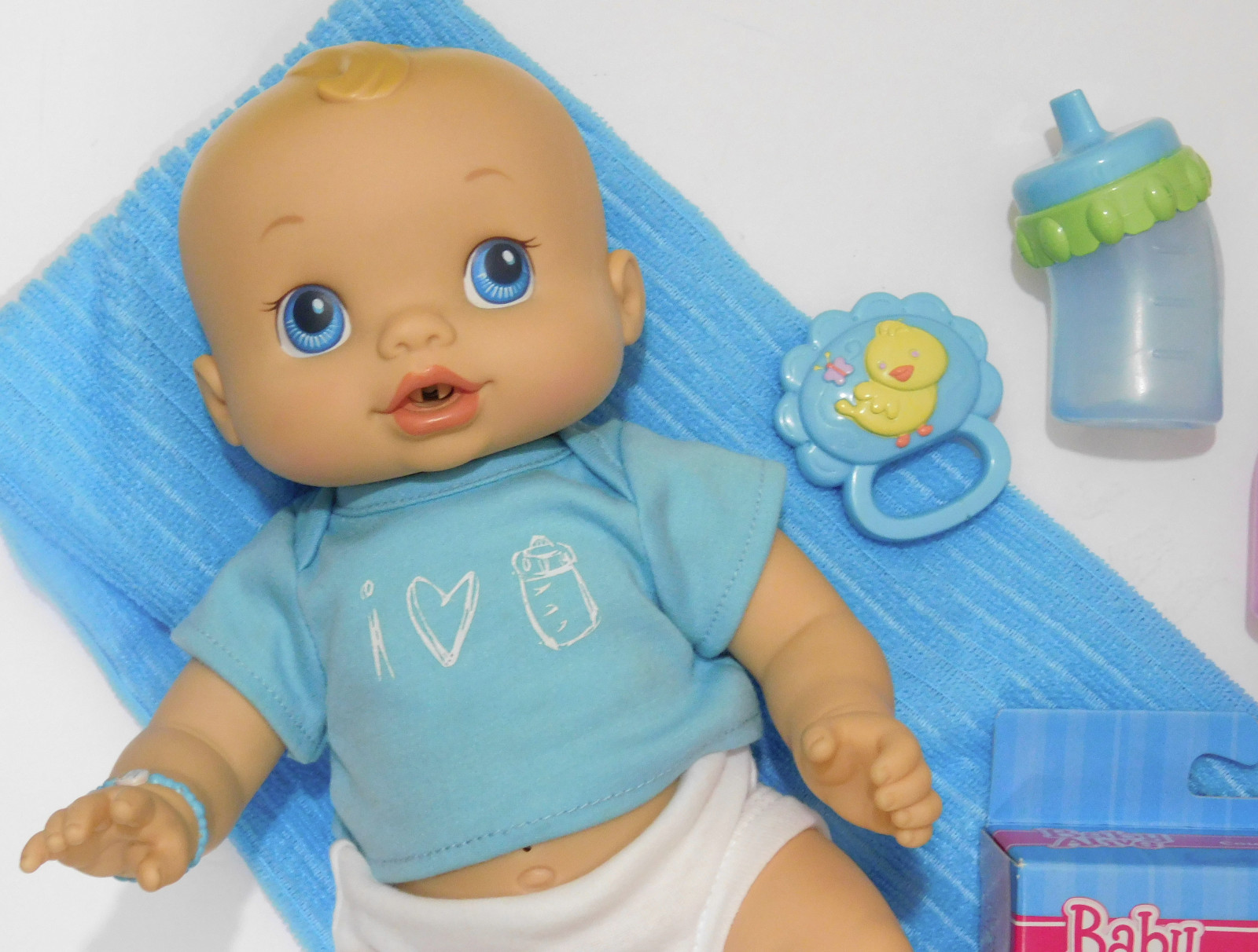 TWINS 2006 BABY ALIVE Doll BOY GIRL original Shirt  BOTTLE & RATTLE SET + Extras