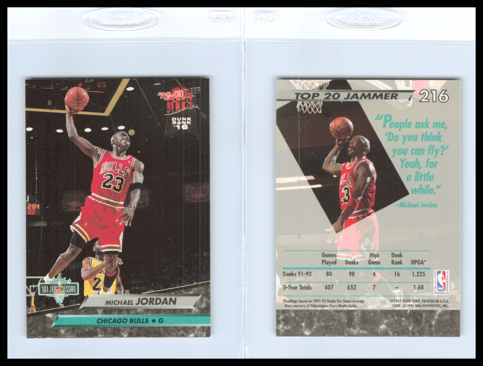 Michael Jordan Bulls 216 '92-93 Fleer Ultra Dunk Rank '16