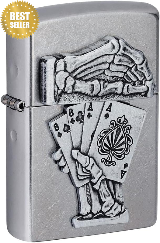 Dead Mans Hand Emblem Design Pocket Lighter