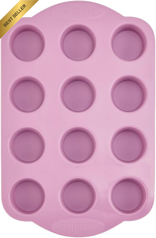 Silicone Mini Muffin & Cupcake Pan, 12 Cup Non-Stick Baking Tray, 100% Food Grad