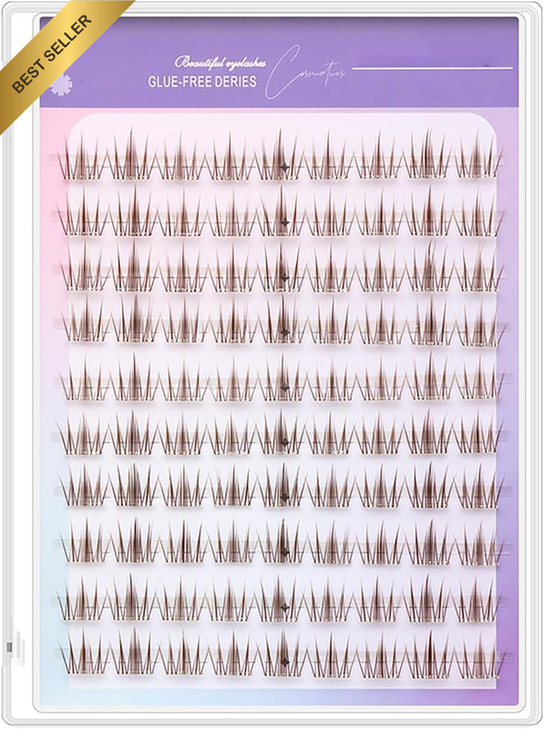 False Lashes, No Glue False Lashes Natural Look, 9-13Mm Length C-Curl Lash Clust