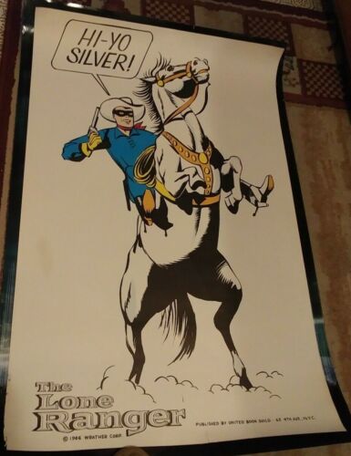 Vntg 1966 The Lone Ranger Wrather Corp Poster By United Book Guild NYC NICE