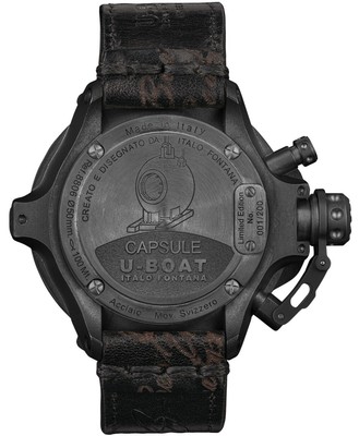 Pre-owned U-boat 8806 Capsule 50 Mm Pvd Bk Bl Automatic Mens Watch 10atm