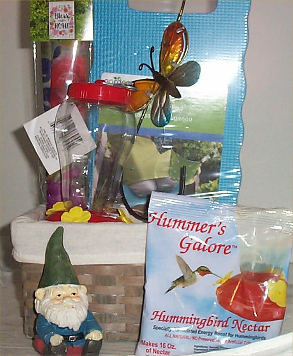 Hummingbird Feeder Food Garden Gift Basket Gnome S Hook Butterfly Flag Wicker