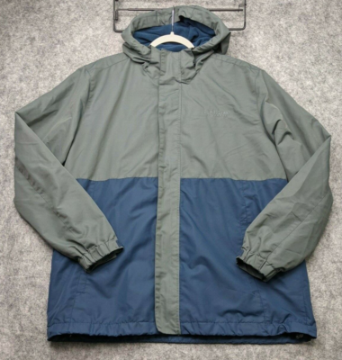 Magellan Outdoors Coat Mens Large Gray Blue Full Zip Hiking Outdoors Hooded