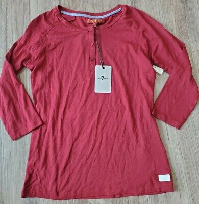 7 For All Mankind Girls Top Size M 10 Burgundy Long Sleeve 1/2 Button Shirt